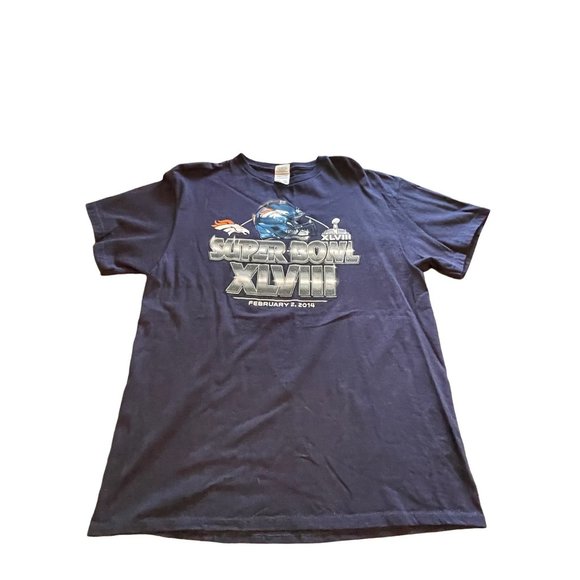 Delta Pro Weight Tops - Denver Broncos Super Bowl XLVIII Womens Large Crewneck Short Sleeve T Shirt